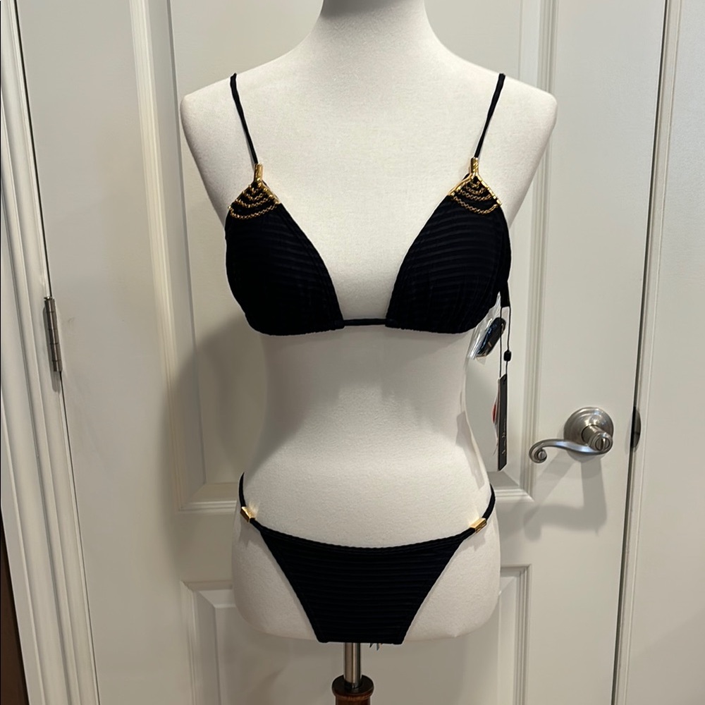 Black Bikini with Gold Accents
